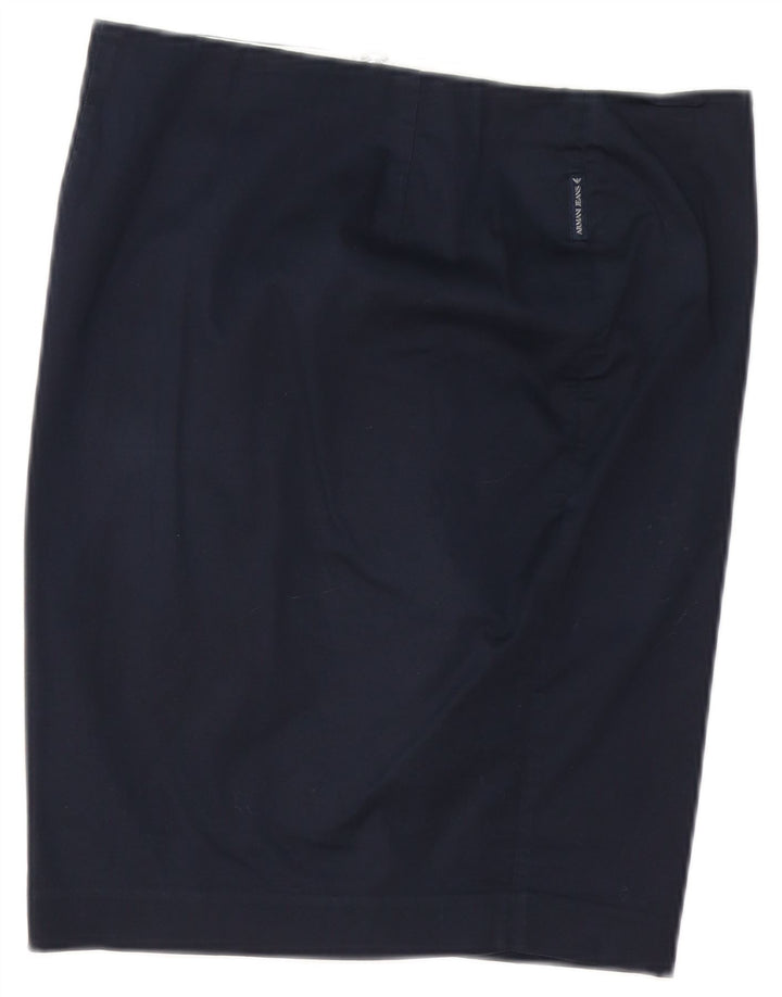 Armani Damen gerader Rock EU 40 Medium W30 Marineblaue Baumwolle