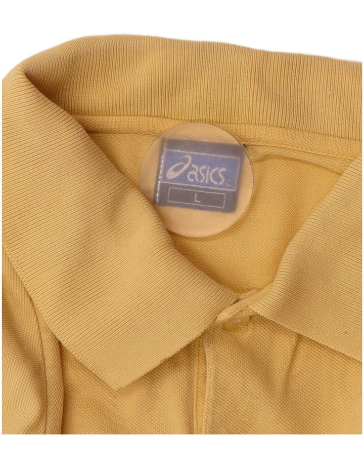 Asics Herren-Poloshirt, groß, gelbe Baumwolle