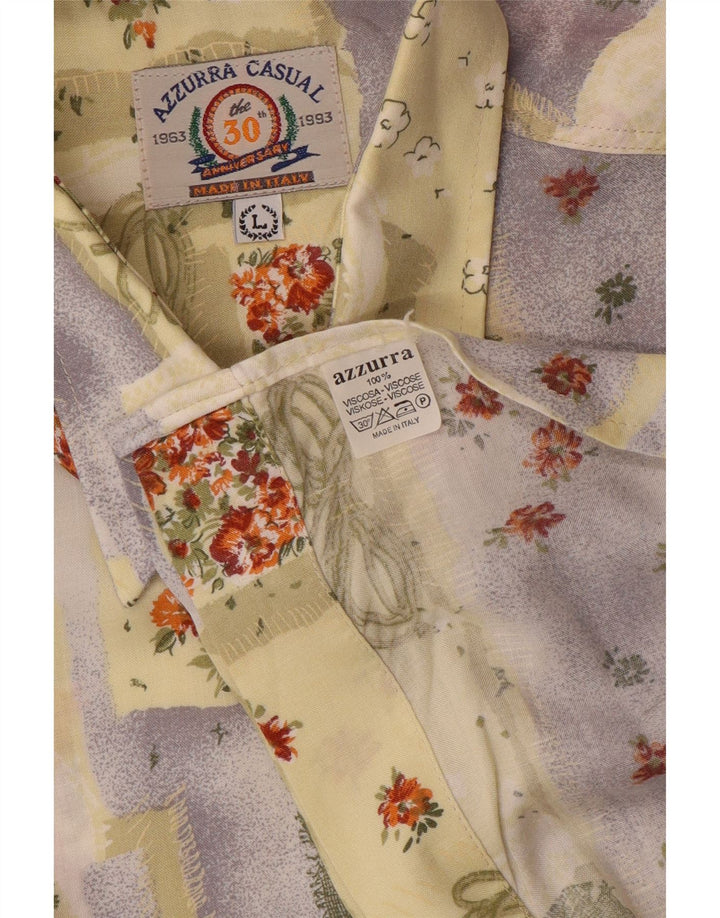 Azzurra Herren-Hemd, groß, gelb, Patchwork-Viskose