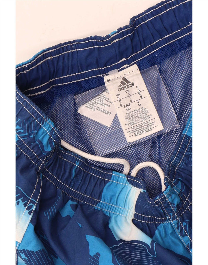 Adidas Herren-Badeshorts, klein, blau, geblümt, Polyester