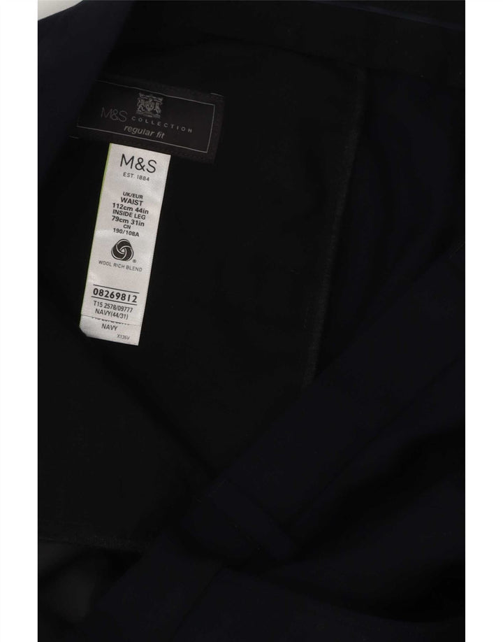 Marks & Spencer Herren-Anzughose in normaler Passform, W44, L31, Marineblau, Polyester
