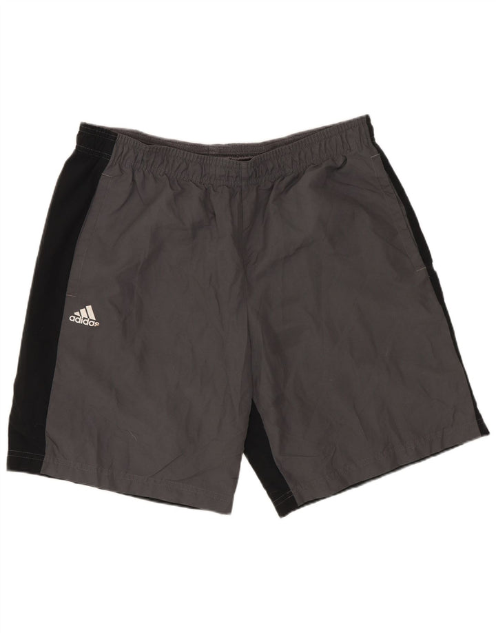 ADIDAS Herren Grafik-Sportshorts, groß, graues Farbblock-Polyester