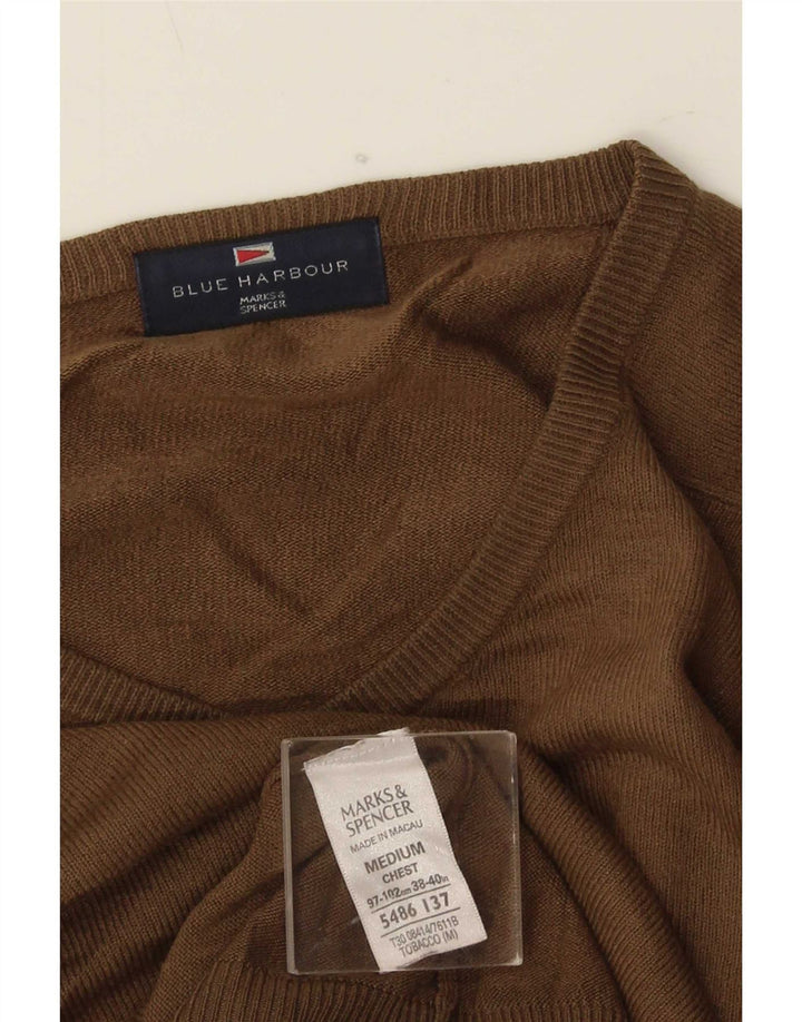 Marks & Spencer Herren Blue Harbor V-Ausschnitt Pullover Pullover Mittelbeige
