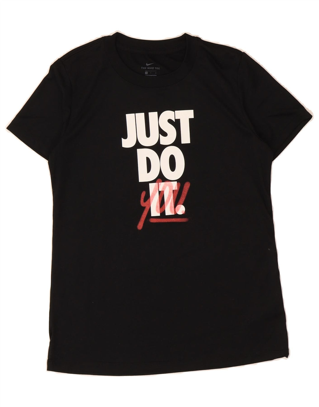 NIKE Womens Dri Fit Graphic T-Shirt Top UK 10 Small Black Polyester Vintage Nike and Second-Hand Nike from Messina Hembry 