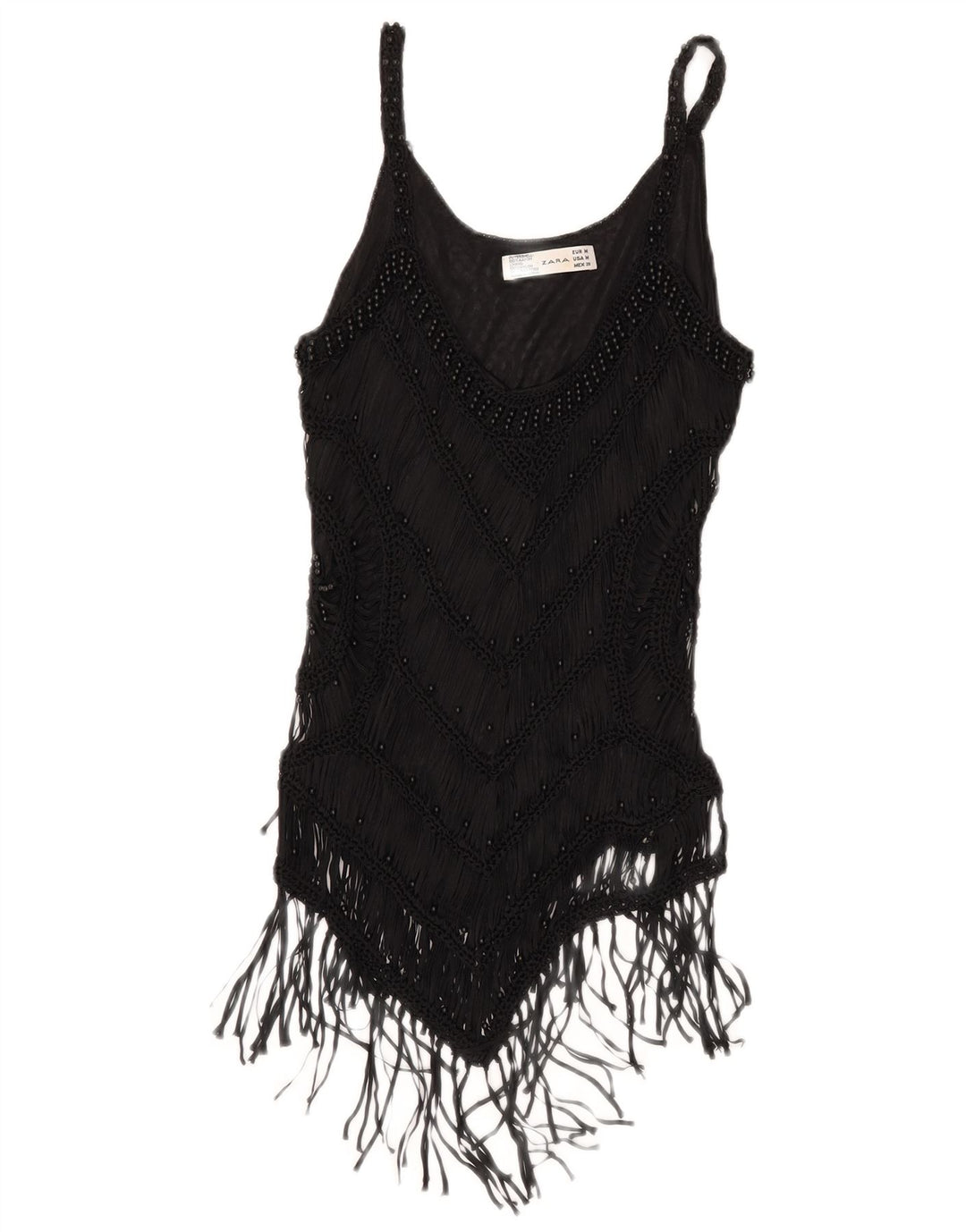 Zara Damen Crop Cami Top UK 12 Medium Schwarz Rayon