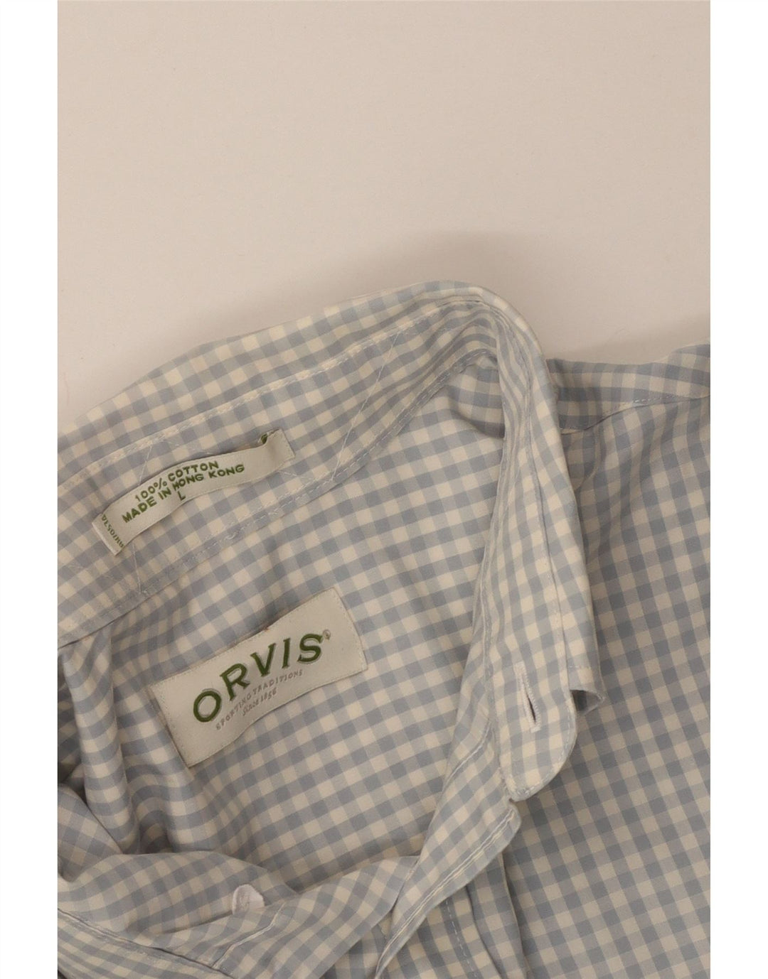 Orvis Herrenhemd, groß, blau, Gingham-Baumwolle