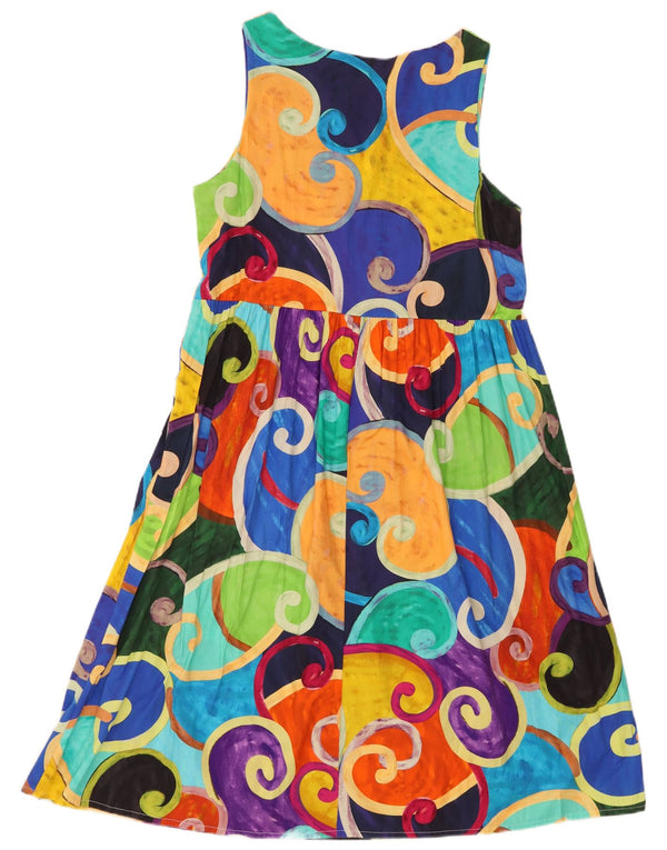 Vintage Damen Ärmelloses A-Linien-Kleid UK 12 Medium Mehrfarbig Paisley