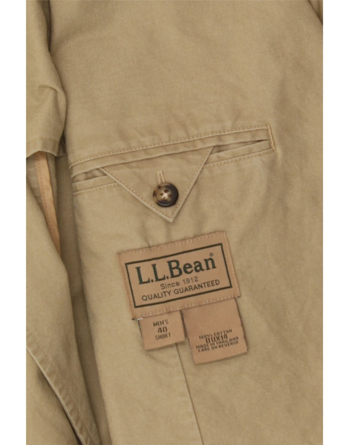 L.L.BEAN Mens 2 Button Blazer Jacket UK 40 Large Beige Cotton Vintage L.L.Bean and Second-Hand L.L.Bean from Messina Hembry 