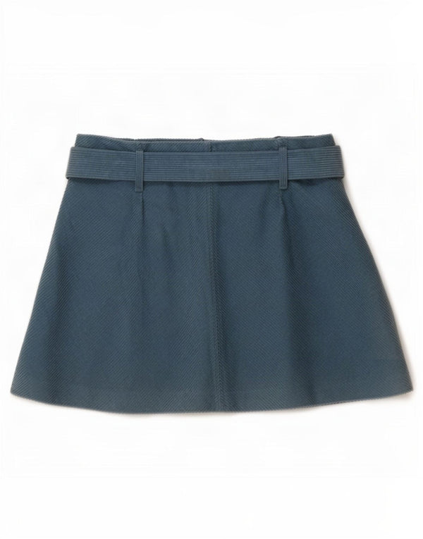 Zara Damen Minirock aus Cord, Größe L, W30, Blau, Baumwolle