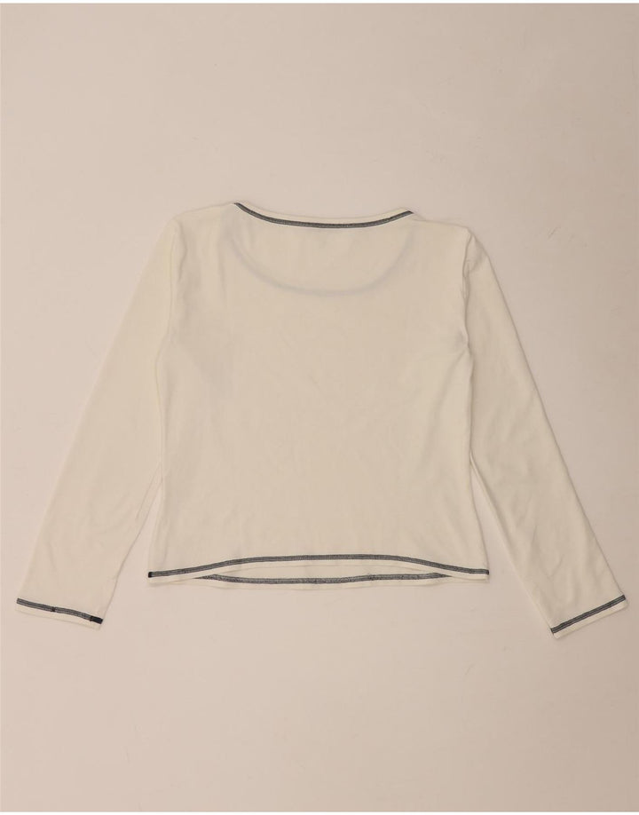 i Blues Damen Crop Top Langarm UK 14 Large Weiß