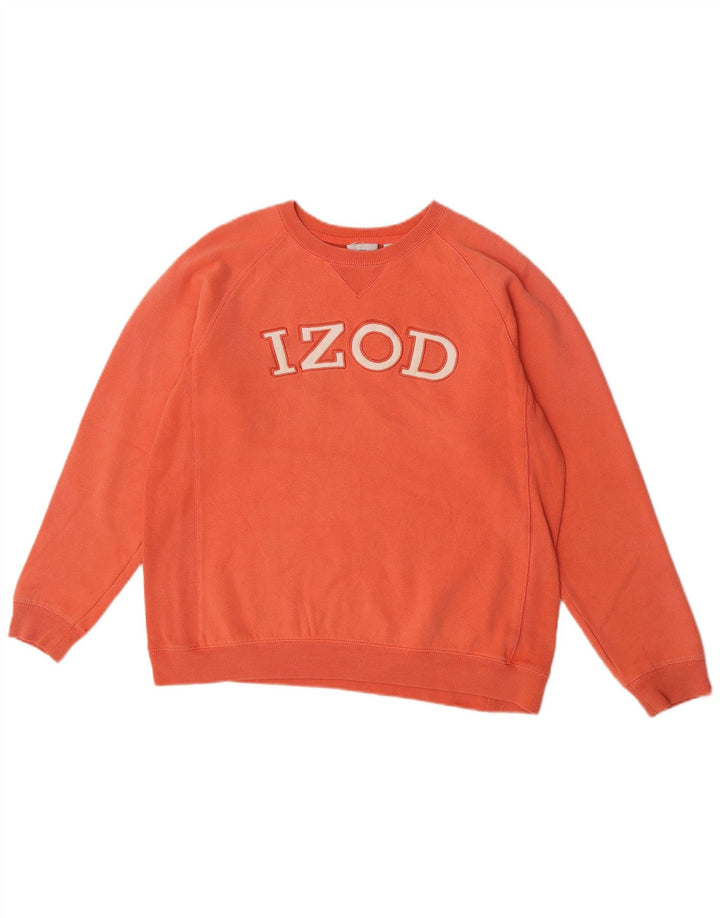 Izod Womens Graphic Sweatshirt Pullover UK 14 Mittelorange Baumwolle