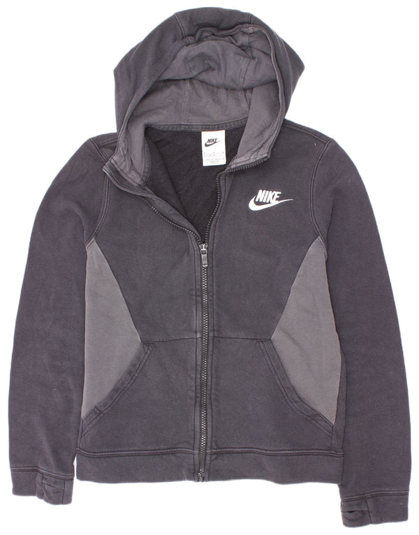 Nike Jungen-Kapuzenpullover mit Reißverschluss, 10–11 Jahre, mittelschwarz, Colourblock-Baumwolle