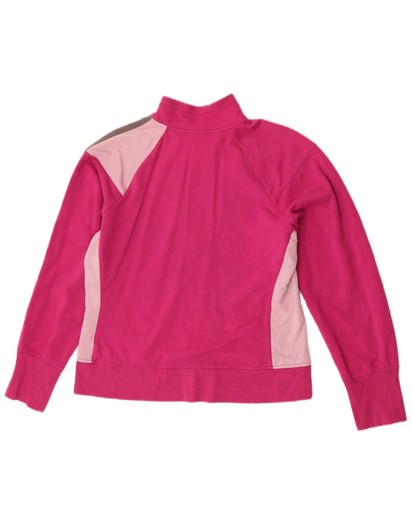 Fila Damen-Trainingsanzug-Top-Jacke, UK 14, groß, rosafarbene Blockfarben-Baumwolle