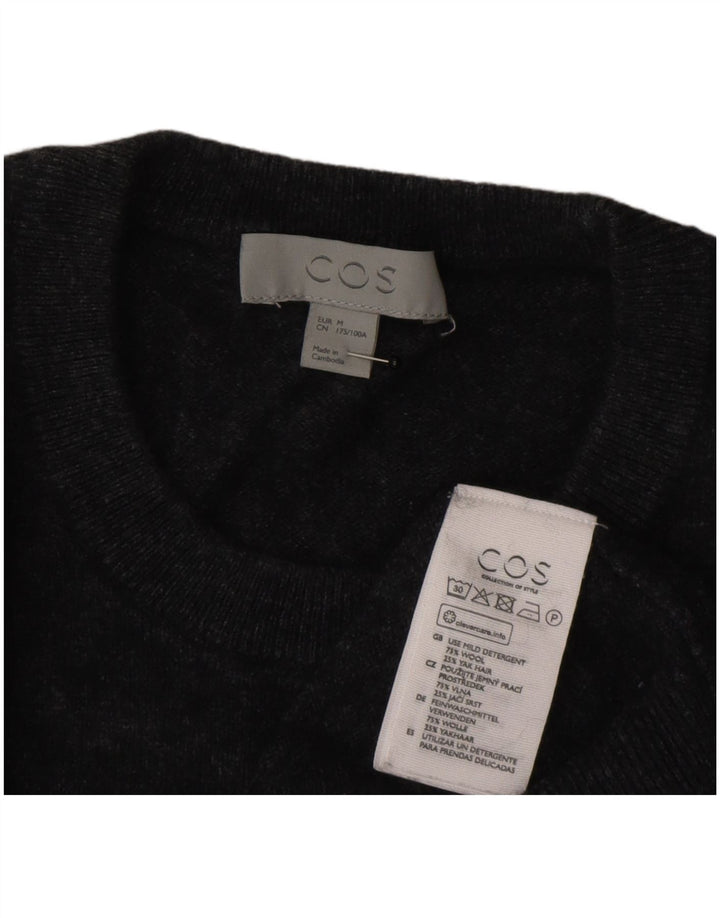 Cos Herren-Pullover mit Rundhalsausschnitt, mittelgraue Wolle