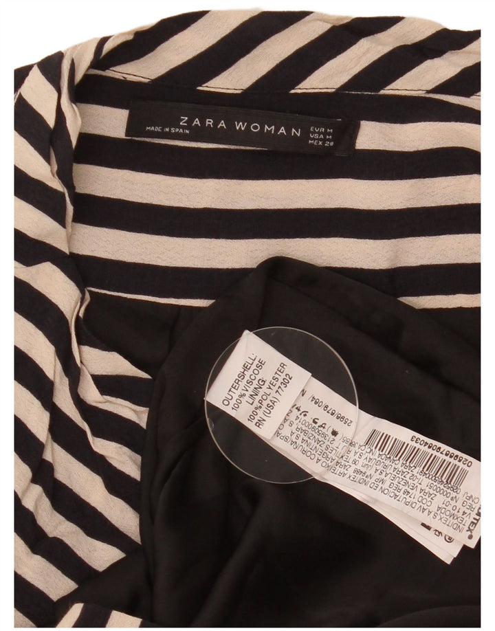 Ärmelloses Etuikleid für Damen von Zara, Gr. 44, Mittelschwarz, gestreift, Viskose