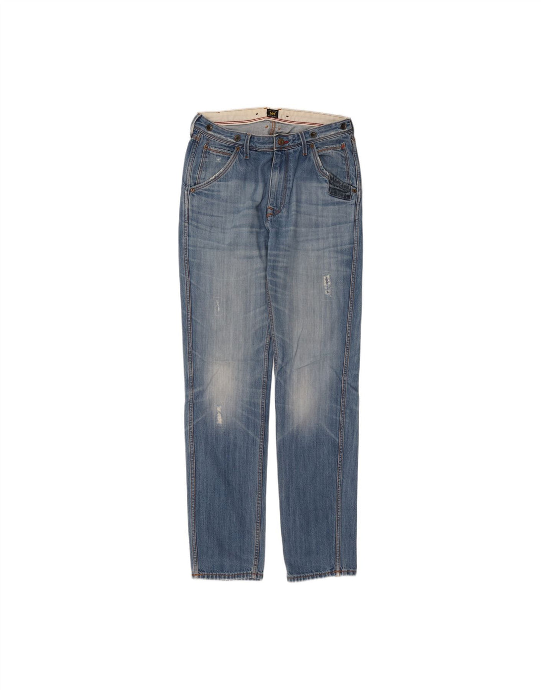 LEE Mens Logger Distressed Straight Jeans W30 L34 Blue Cotton