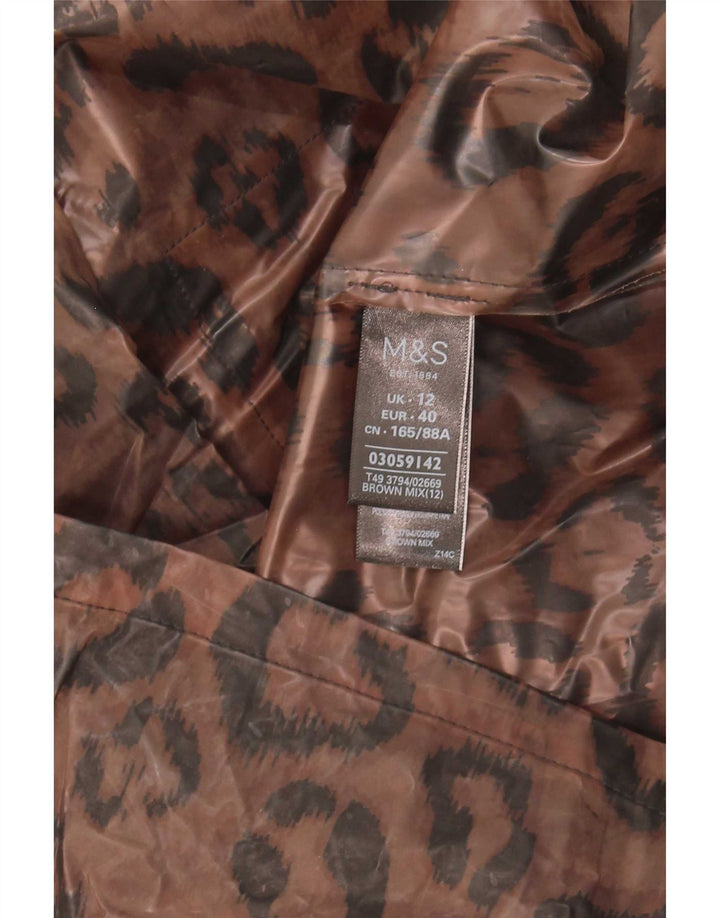 Marks & Spencer Damen-Regenmantel mit Kapuze, UK 12, Mittelbraun, Tiermuster
