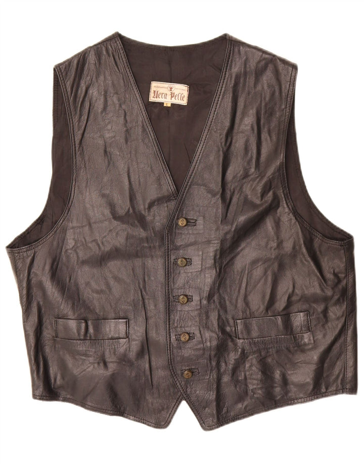 Vintage Herren Lederweste Großes schwarzes Leder