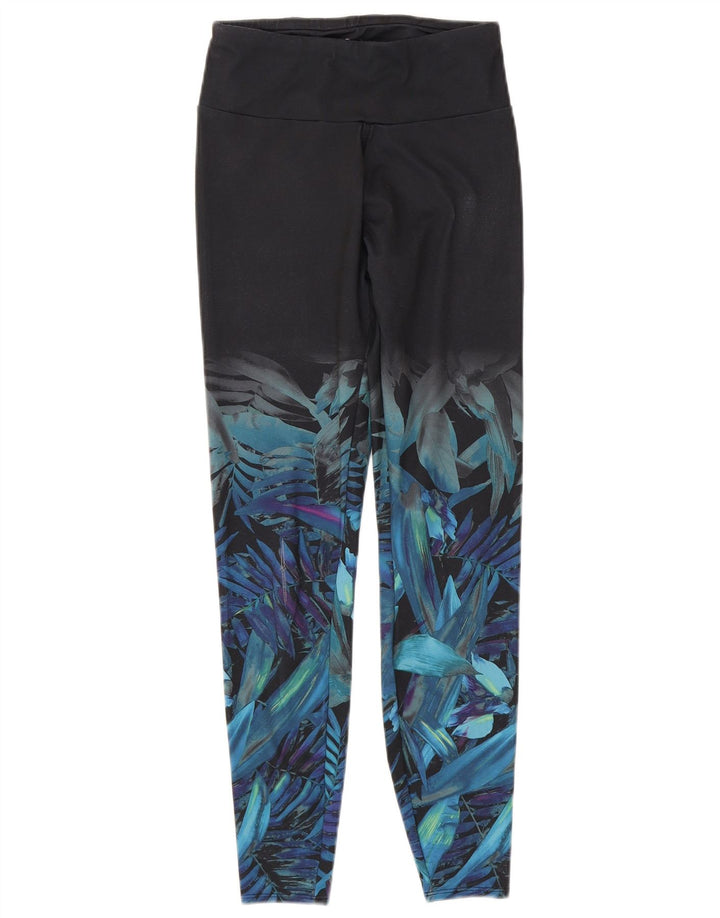 Marks & Spencer Damen Leggings UK 8 Small Schwarz geblümtes Polyester