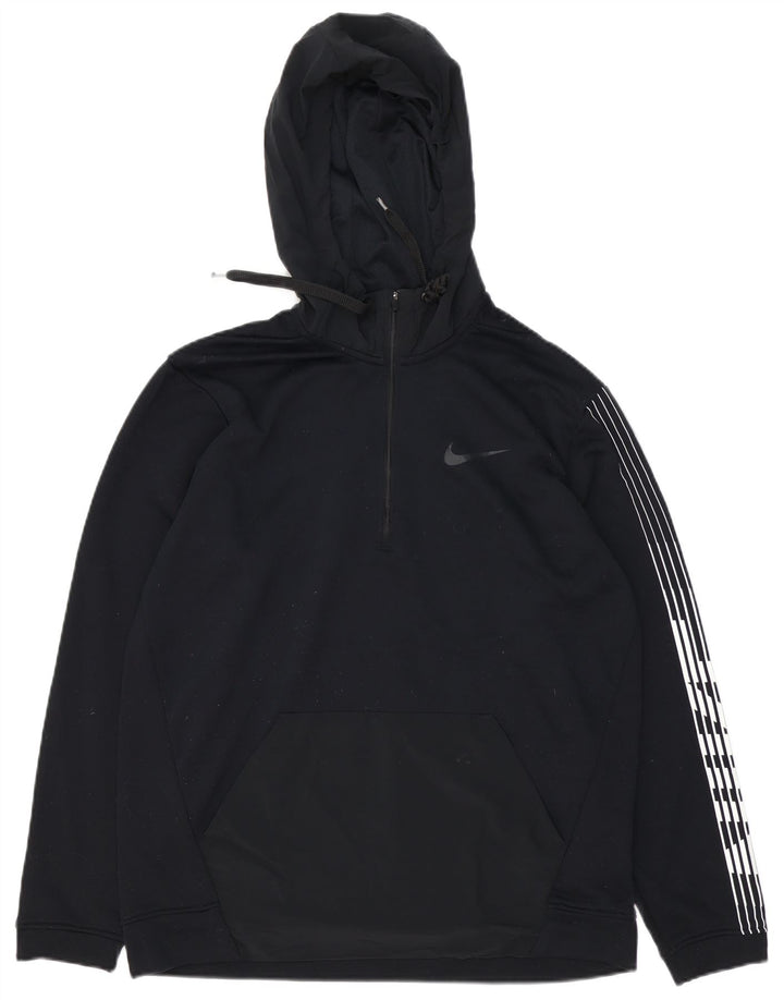 Nike Herren-Kapuzenpullover mit grafischem Reißverschluss und Reißverschluss, mittleres Marineblau, Polyester