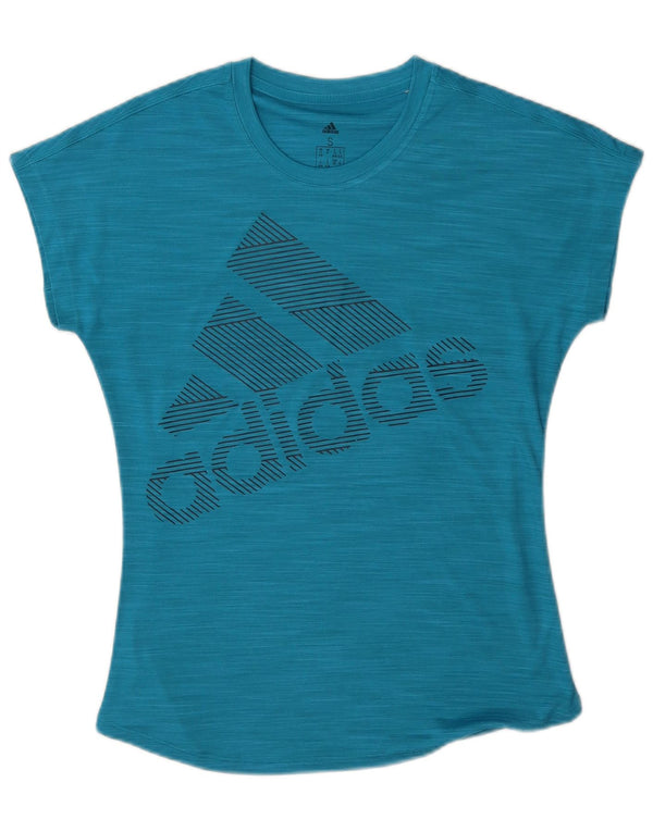 Adidas Damen Graphic T-Shirt Top UK 8/10 Small Blau meliert