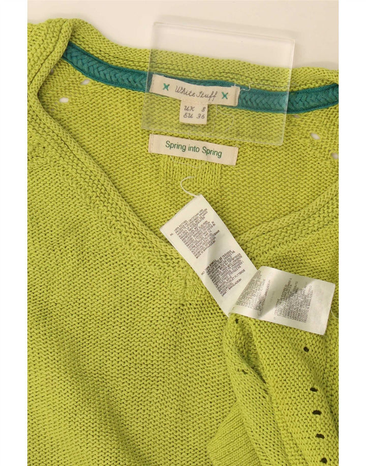 White Stuff Damen-Pullover mit V-Ausschnitt, Gr. 8, Grün, Baumwolle
