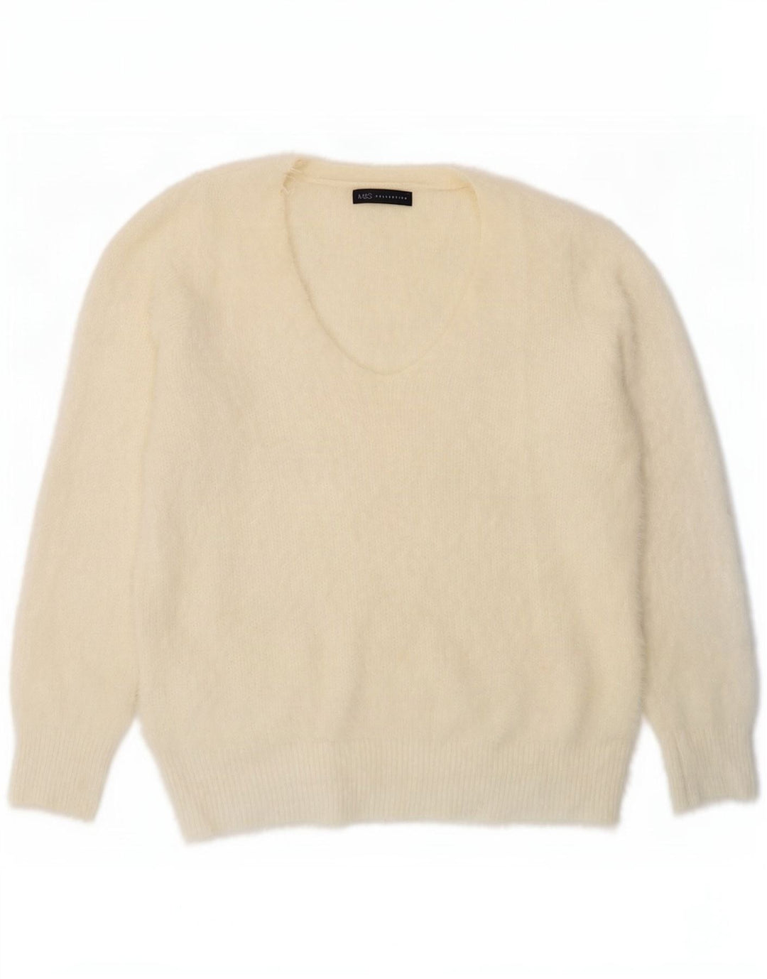 Marks & Spencer Damen-Pullover mit V-Ausschnitt, Gr. 40, Größe L, gebrochenes Weiß