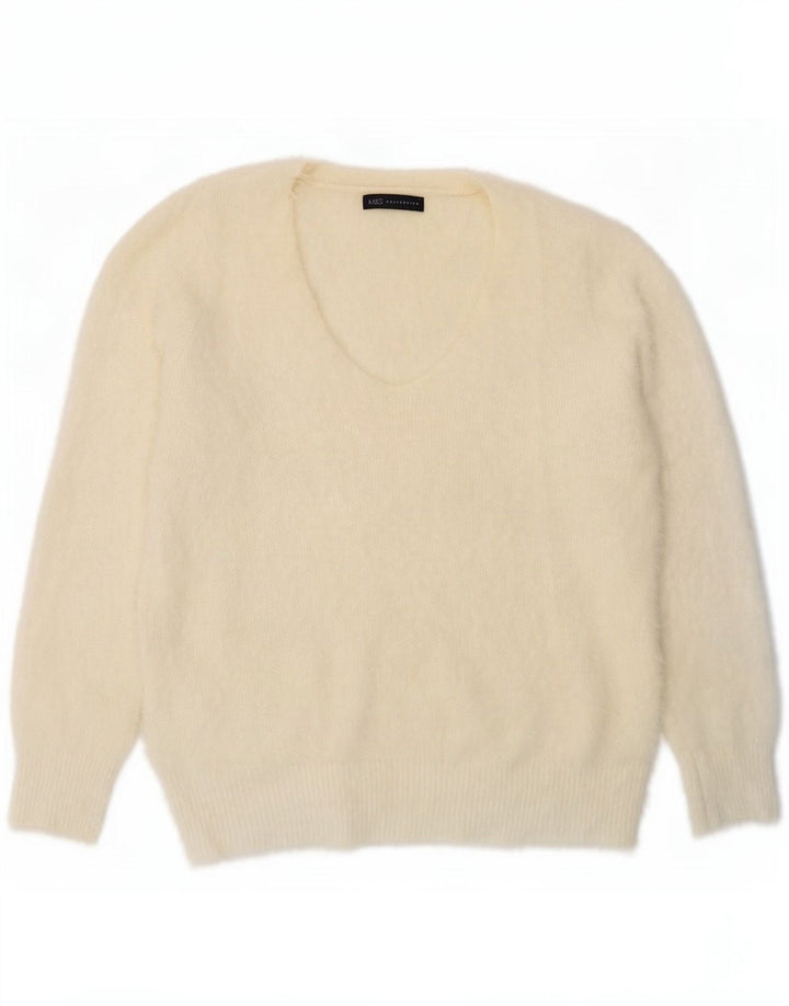 Marks & Spencer Damen-Pullover mit V-Ausschnitt, Gr. 40, Größe L, gebrochenes Weiß