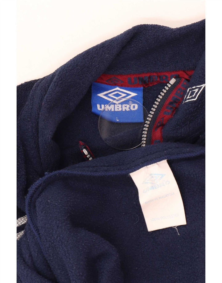 Umbro Herren-Fleecepullover mit grafischem Reißverschluss und großem Kragen, Marineblau, Polyester