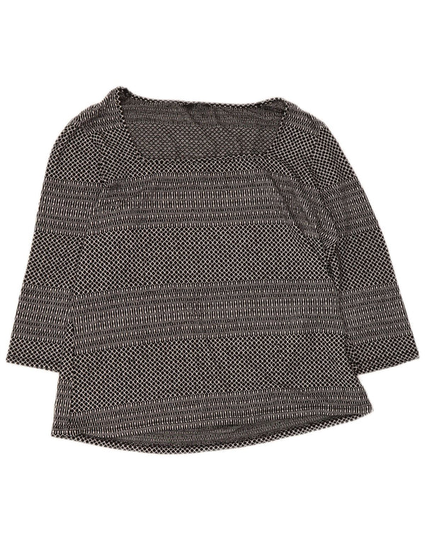 M&Co Womens Top 3/4 Sleeve UK 18 XL Black Geometric Viscose