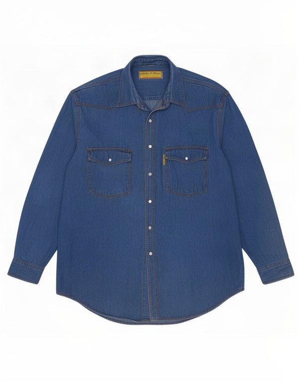 Miller & Simons Herren-Jeanshemd, Größe 43/44, XL, blaue Baumwolle