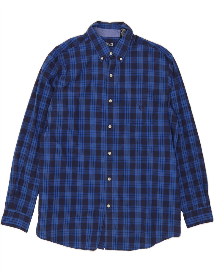 CHAPS Mens Easy Care Shirt XL Blue Check Cotton Vintage Chaps and Second-Hand Chaps from Messina Hembry 