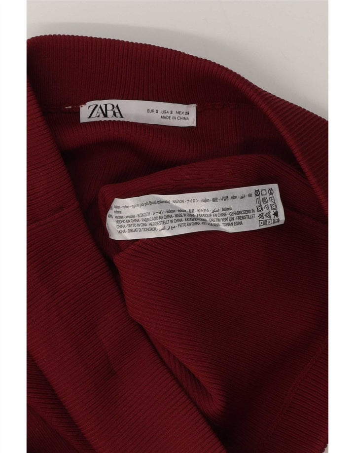 Zara Damen Minirock Small W26 Burgunder Nylon