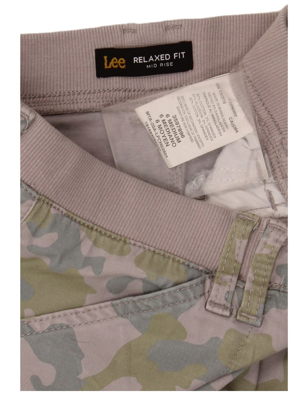 Lee Damen-Cargoshorts mit mittlerer Leibhöhe, US 6, Mittel, W30, Lila, Camouflage-Baumwolle