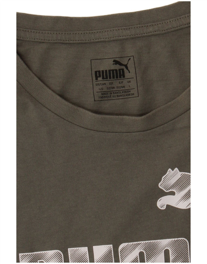 Puma Herren Grafik T-Shirt Top Large Khaki