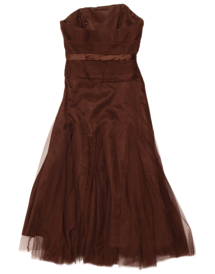 MONSOON Womens Strapless Dress UK 8 Small  Brown Polyester