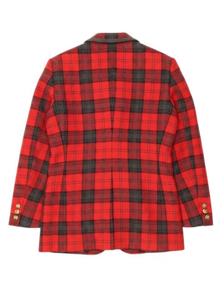 Bagarry Damen-Blazer mit 3 Knöpfen, IT 44, mittelrot karierte Wolle