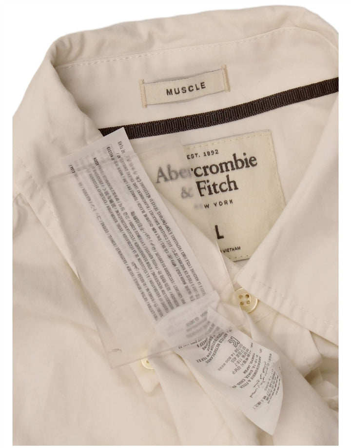 Abercrombie & Fitch Herren-Muskelhemd, Größe L, aus weißer Baumwolle