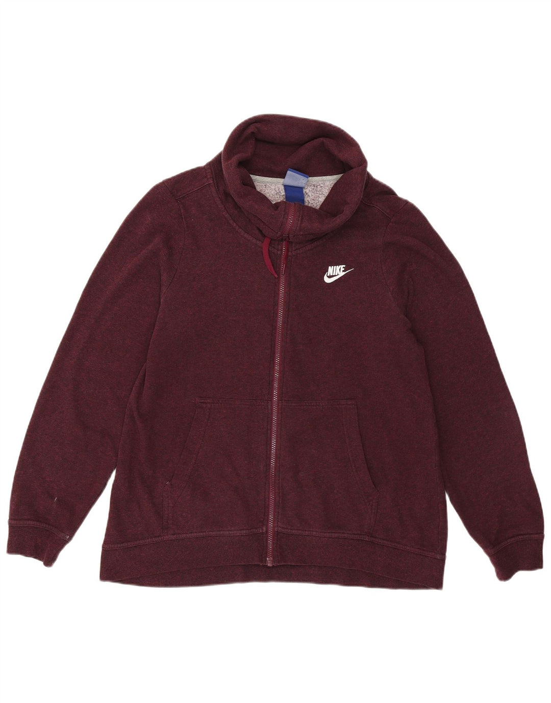 NIKE Womens Tracksuit Top Jacket UK 10 Small Burgundy Cotton