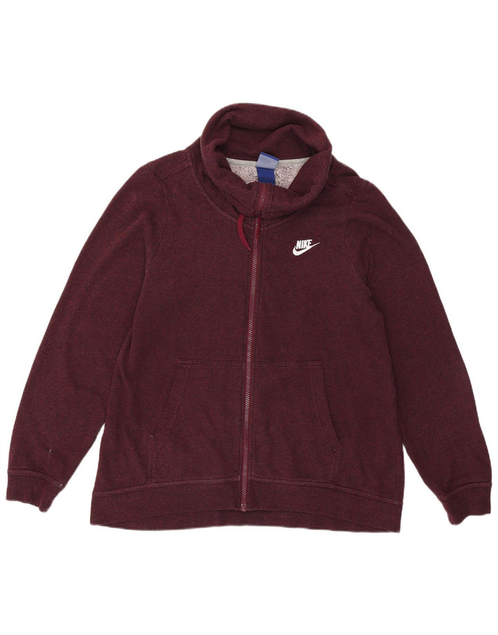 NIKE Womens Tracksuit Top Jacket UK 10 Small Burgundy Cotton
