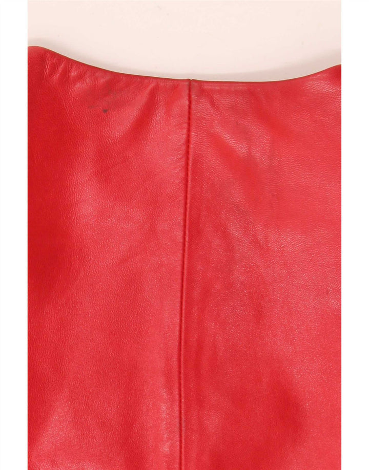 Marc Cain Damen 4-Knopf-Lederblazerjacke US Small Rot