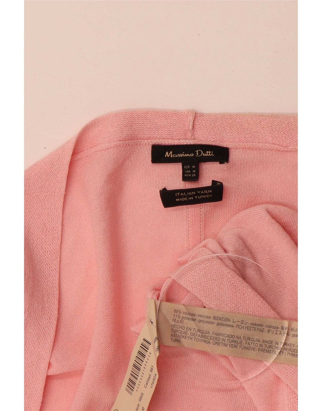 Massimo Dutti Damen-Cardigan mit 3/4-Ärmeln, UK-Gr. 14, Mittelrosa
