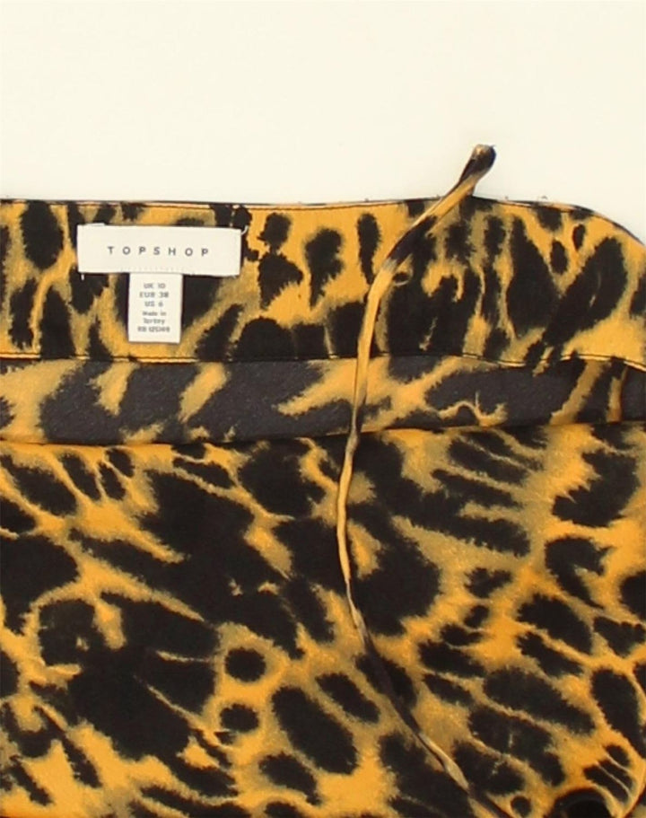 TOPSHOP Womens Cami Top UK 10 Small Brown Animal Print Polyester | Vintage Topshop | Thrift | Second-Hand Topshop | Used Clothing | Messina Hembry 