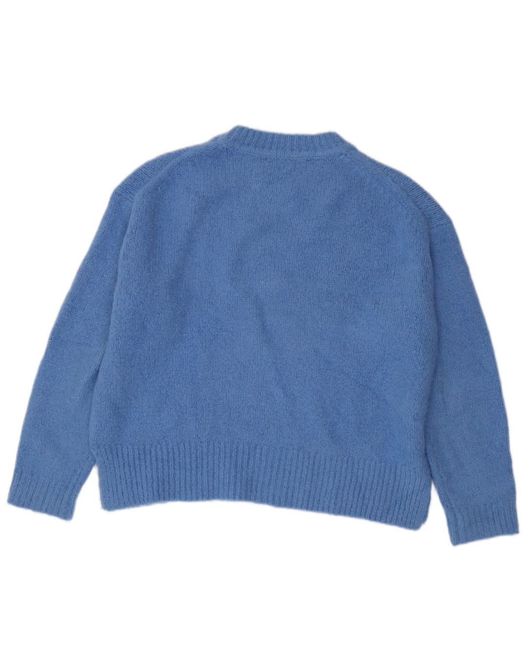 Zara Damen Übergroßer Pullover mit Rundhalsausschnitt, UK 14, mittelblaues Acryl