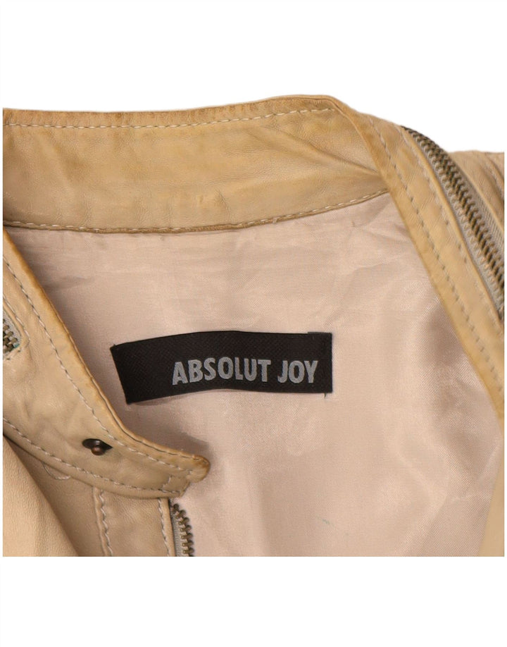 Vintage Damen Lederjacke UK 16 Großes Beige Leder