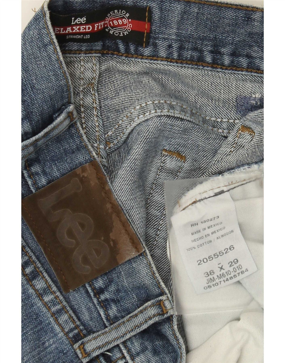 Lee Herren Relaxed Fit Straight Jeans W38 L29 Blaue Baumwolle