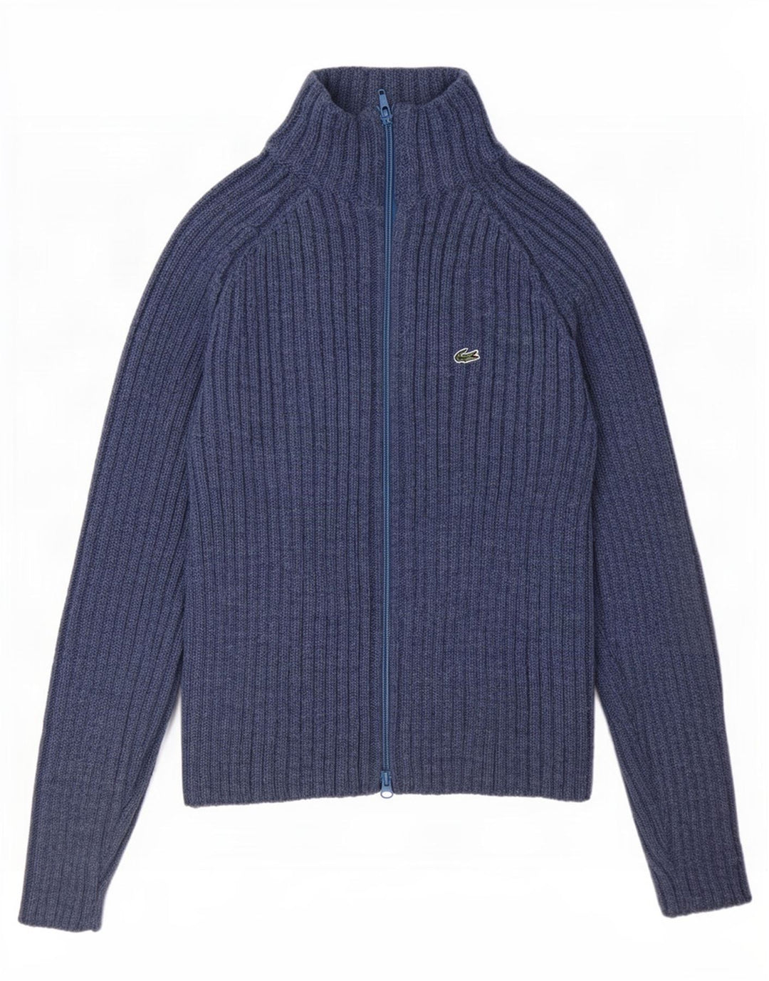 Lacoste Damen-Strickjacke mit normaler Passform, Größe 38, mittelblaue Wolle