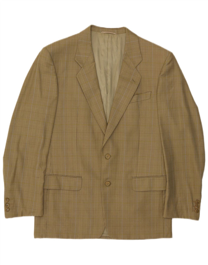 Prestigio Herren-Blazer mit 2 Knöpfen, UK 38, mittelgrün karierte Wolle
