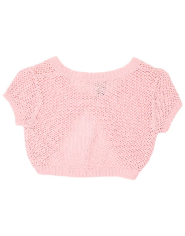 Gap Mädchen-Kurzarm-Cardigan-Pullover, 7–8 Jahre, mittelrosa, Baumwolle