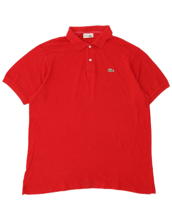 LACOSTE Herren Poloshirt Größe 7 2XL Rote Baumwolle